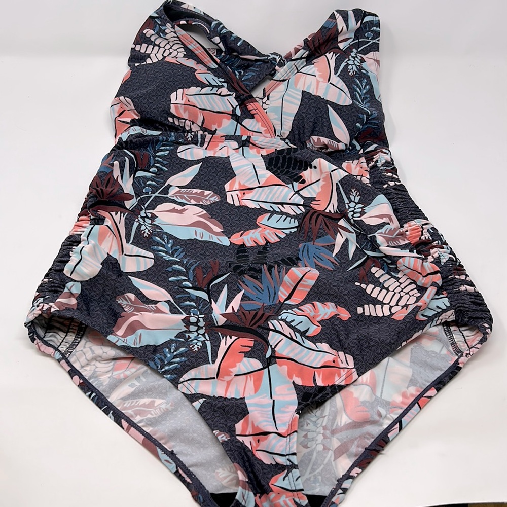 Motherhood Maternity Tropical Print Halter-Style One-Piece Swimsuit Size Small